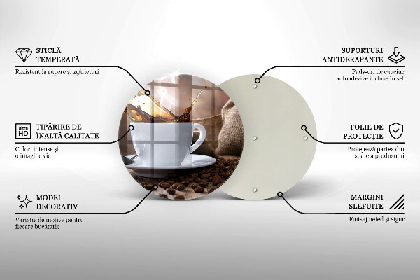 Skleněná deska do kuchyně Šálek a kávová zrna