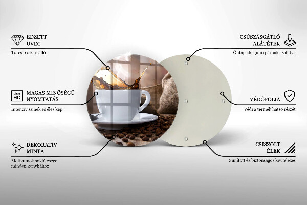Skleněná deska do kuchyně Šálek a kávová zrna