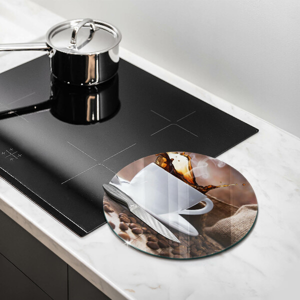 Skleněná deska do kuchyně Šálek a kávová zrna