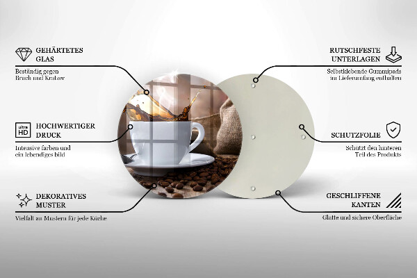 Skleněná deska do kuchyně Šálek a kávová zrna