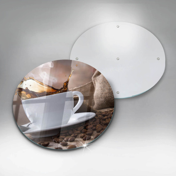 Skleněná deska do kuchyně Šálek a kávová zrna