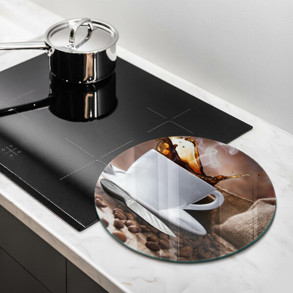 Skleněná deska do kuchyně Šálek a kávová zrna