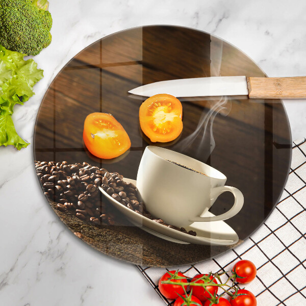 Skleněná deska do kuchyně Dřevěný hrnek na kávu