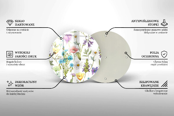 Skleněná deska do kuchyně Květiny ilustrace