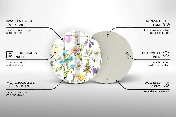 Skleněná deska do kuchyně Květiny ilustrace
