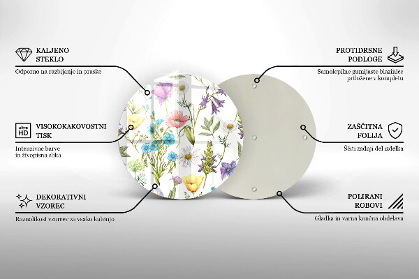 Skleněná deska do kuchyně Květiny ilustrace