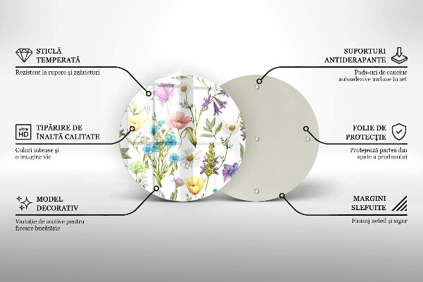 Skleněná deska do kuchyně Květiny ilustrace