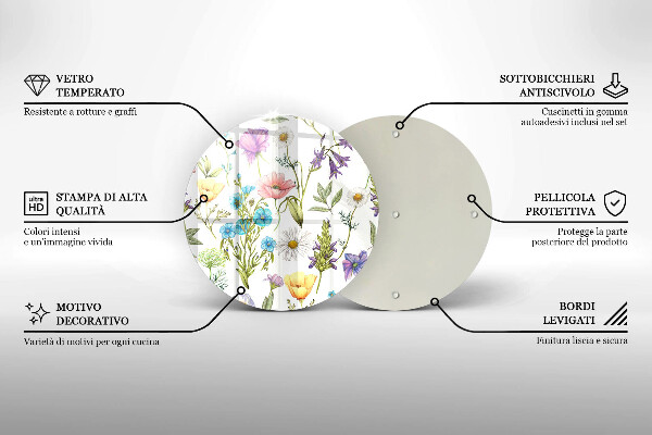 Skleněná deska do kuchyně Květiny ilustrace