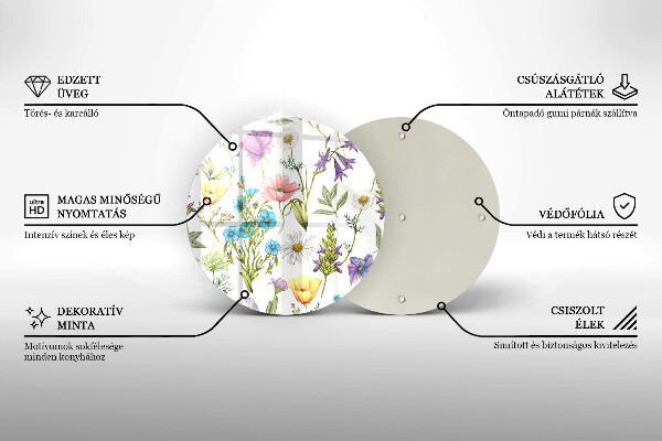 Skleněná deska do kuchyně Květiny ilustrace