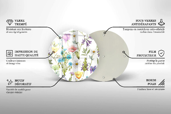 Skleněná deska do kuchyně Květiny ilustrace