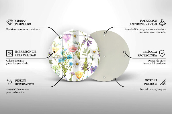 Skleněná deska do kuchyně Květiny ilustrace