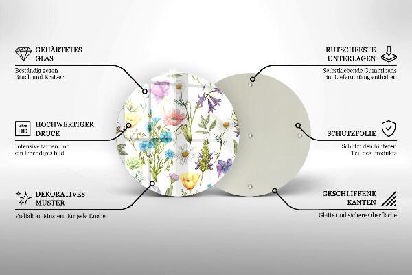 Skleněná deska do kuchyně Květiny ilustrace