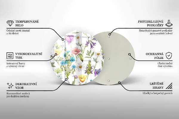 Skleněná deska do kuchyně Květiny ilustrace