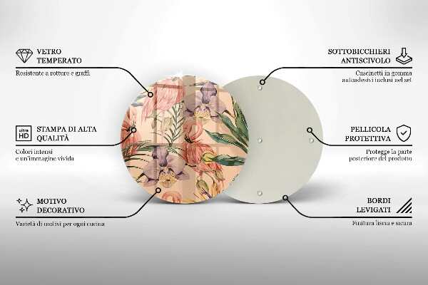 Krájecí prkénko skleněné Plameňáci ilustrace