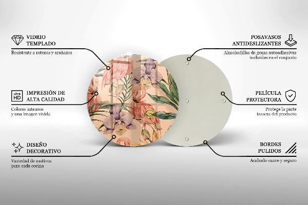 Krájecí prkénko skleněné Plameňáci ilustrace