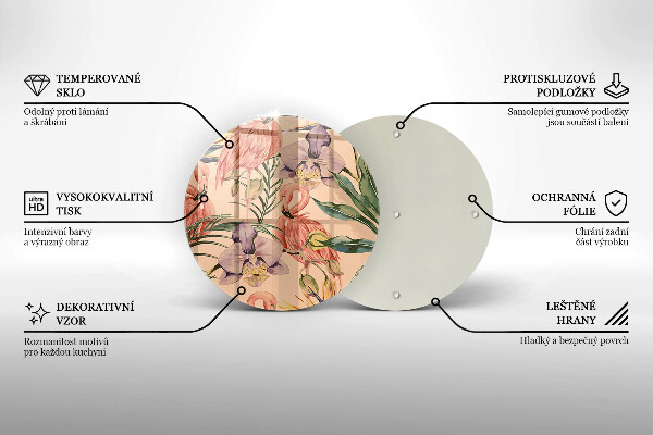 Krájecí prkénko skleněné Plameňáci ilustrace