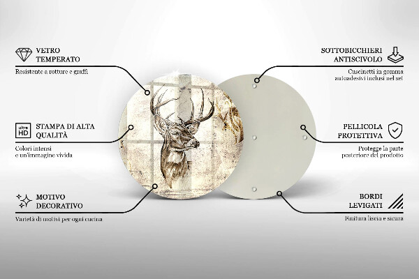 Skleněná deska do kuchyně Ilustrace zvířat jelenů