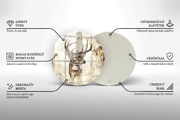 Skleněná deska do kuchyně Ilustrace zvířat jelenů