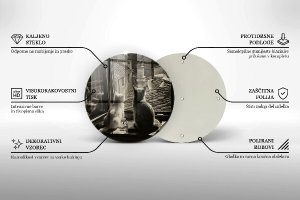 Skleněná deska do kuchyně Kočičí město a okno