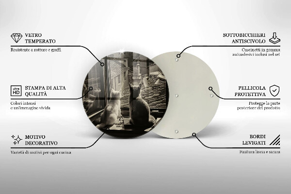 Skleněná deska do kuchyně Kočičí město a okno