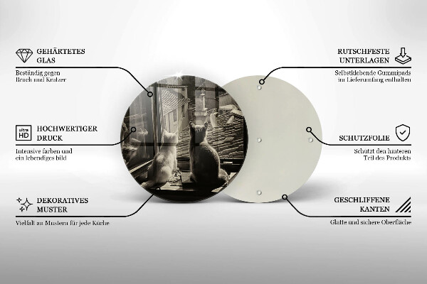 Skleněná deska do kuchyně Kočičí město a okno