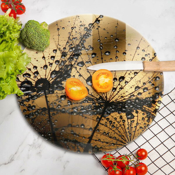 Skleněná deska do kuchyně Rosa a pampelišky