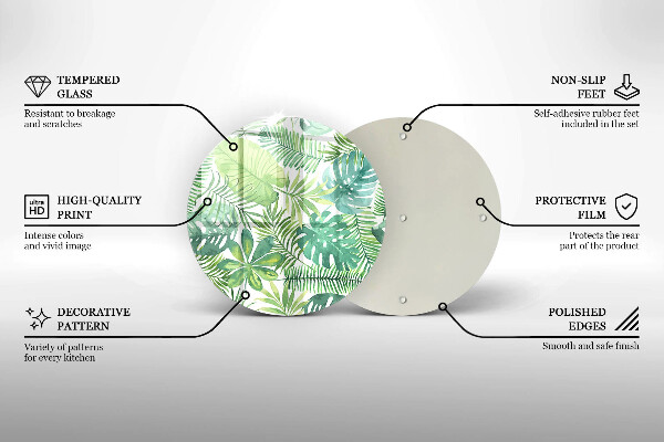 Skleněná deska do kuchyně Akvarel boho listy