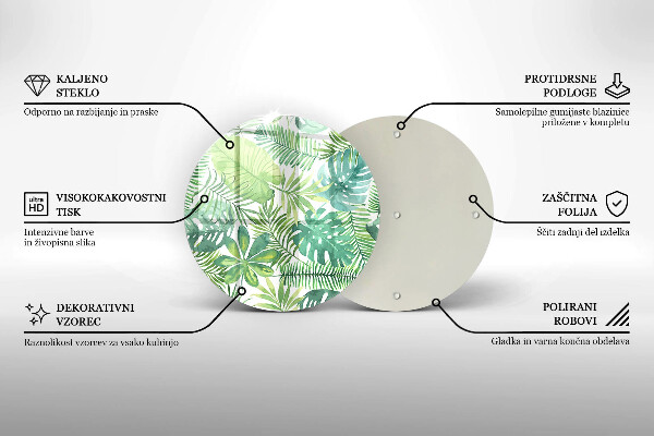 Skleněná deska do kuchyně Akvarel boho listy