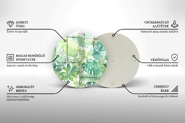 Skleněná deska do kuchyně Akvarel boho listy