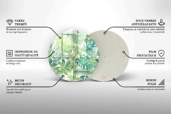 Skleněná deska do kuchyně Akvarel boho listy