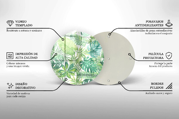 Skleněná deska do kuchyně Akvarel boho listy