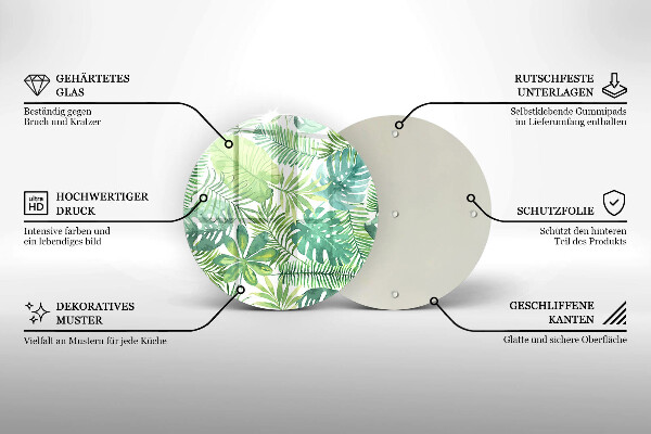 Skleněná deska do kuchyně Akvarel boho listy