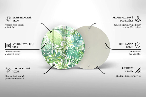 Skleněná deska do kuchyně Akvarel boho listy