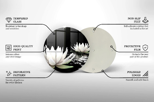 Skleněná deska do kuchyně Bílé lilie na vodě