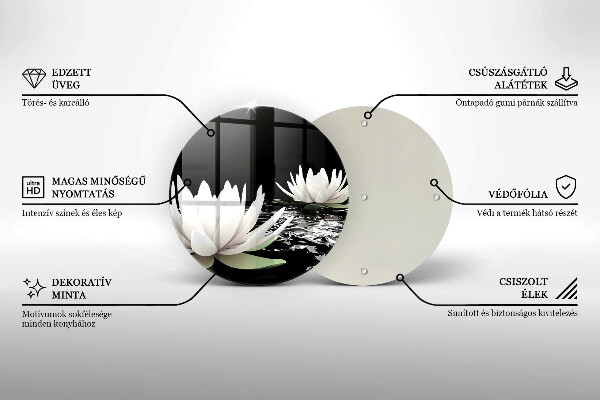 Skleněná deska do kuchyně Bílé lilie na vodě