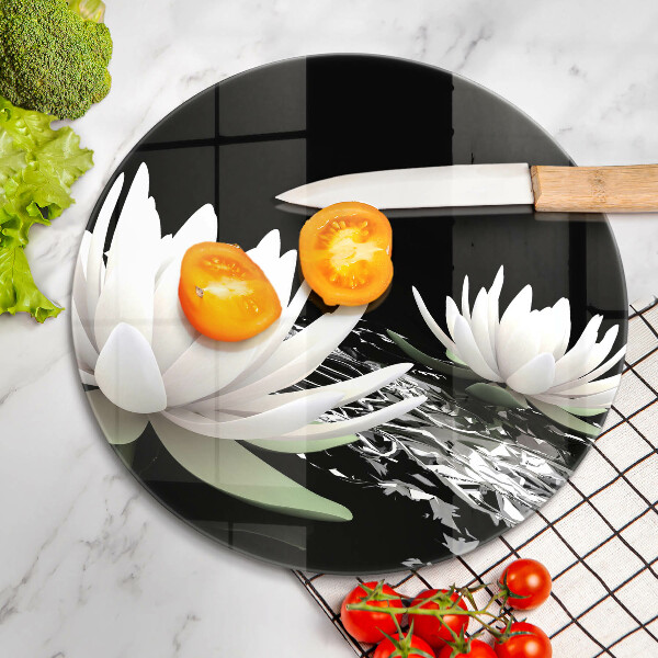 Skleněná deska do kuchyně Bílé lilie na vodě