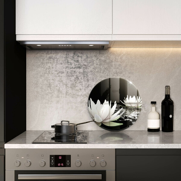 Skleněná deska do kuchyně Bílé lilie na vodě