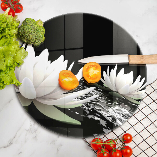 Skleněná deska do kuchyně Bílé lilie na vodě