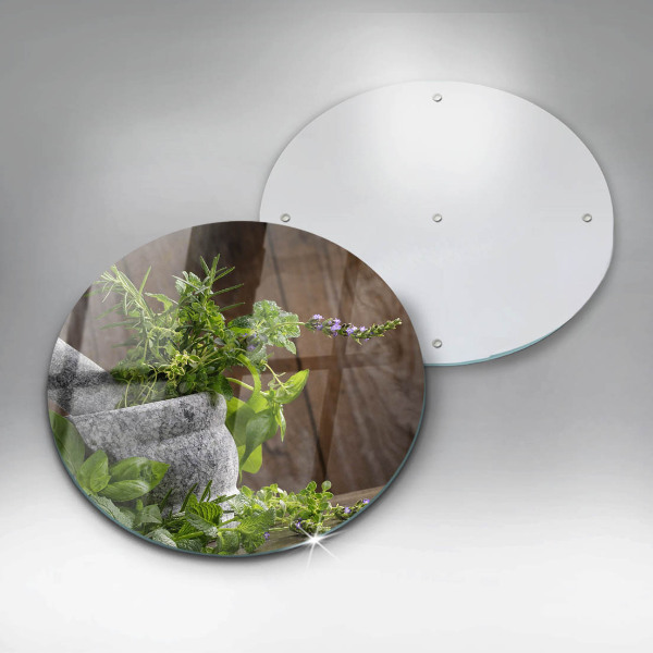 Skleněná deska do kuchyně Pěstuje bylinky a dřevo