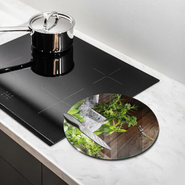 Skleněná deska do kuchyně Pěstuje bylinky a dřevo