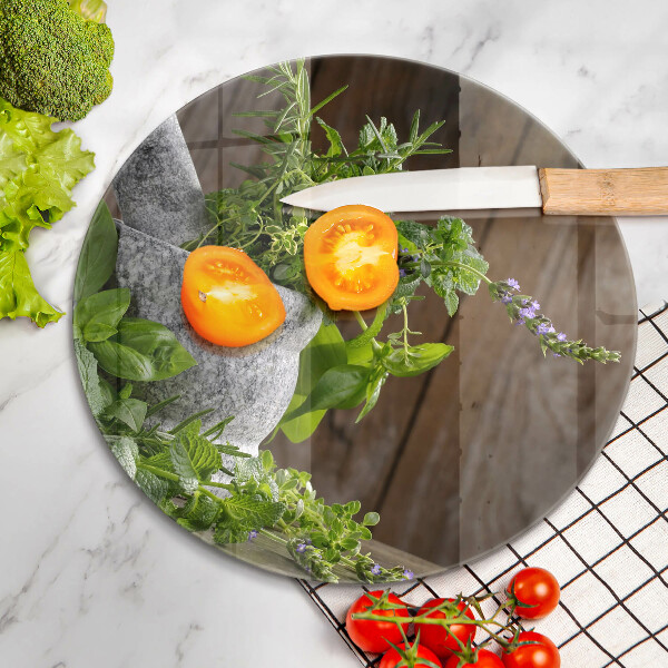 Skleněná deska do kuchyně Pěstuje bylinky a dřevo