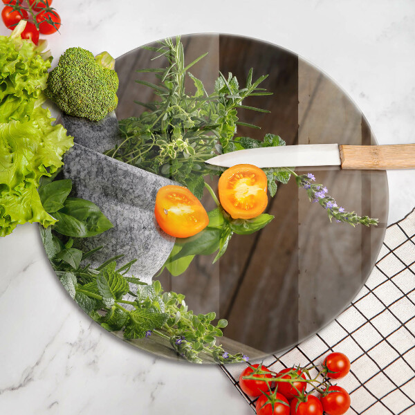 Skleněná deska do kuchyně Pěstuje bylinky a dřevo