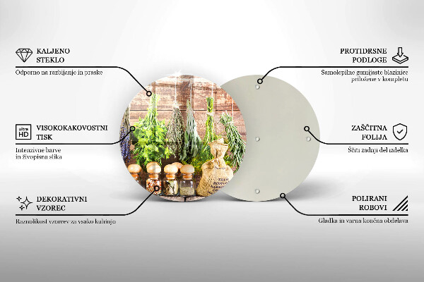 Skleněná deska do kuchyně Byliny koření a dřevo