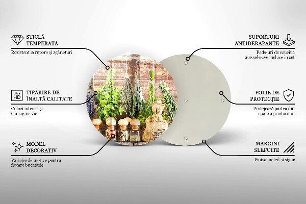 Skleněná deska do kuchyně Byliny koření a dřevo