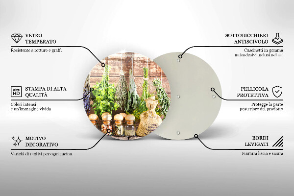 Skleněná deska do kuchyně Byliny koření a dřevo