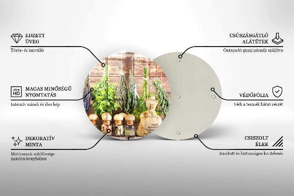 Skleněná deska do kuchyně Byliny koření a dřevo