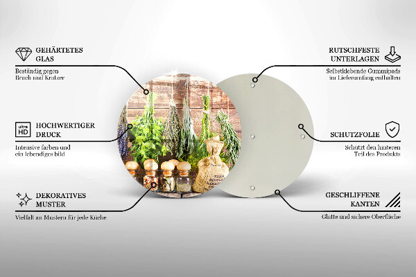 Skleněná deska do kuchyně Byliny koření a dřevo