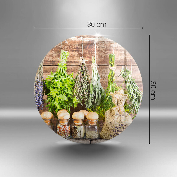 Skleněná deska do kuchyně Byliny koření a dřevo