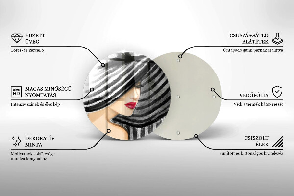 Skleněná deska do kuchyně Žena v klobouku