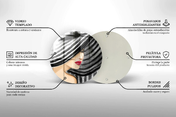 Skleněná deska do kuchyně Žena v klobouku